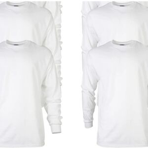 Gildan Adult Ultra Cotton Long Sleeve T-Shirt G2400 White (4 Pack) LARGE ONLY